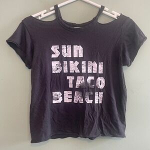 American Eagle Womens Distressed Grunge Sun Bikini Taco Beach Top Grey‎ Size XS